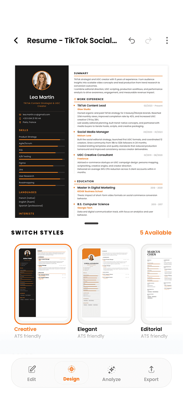Resumory mobile resume builder app