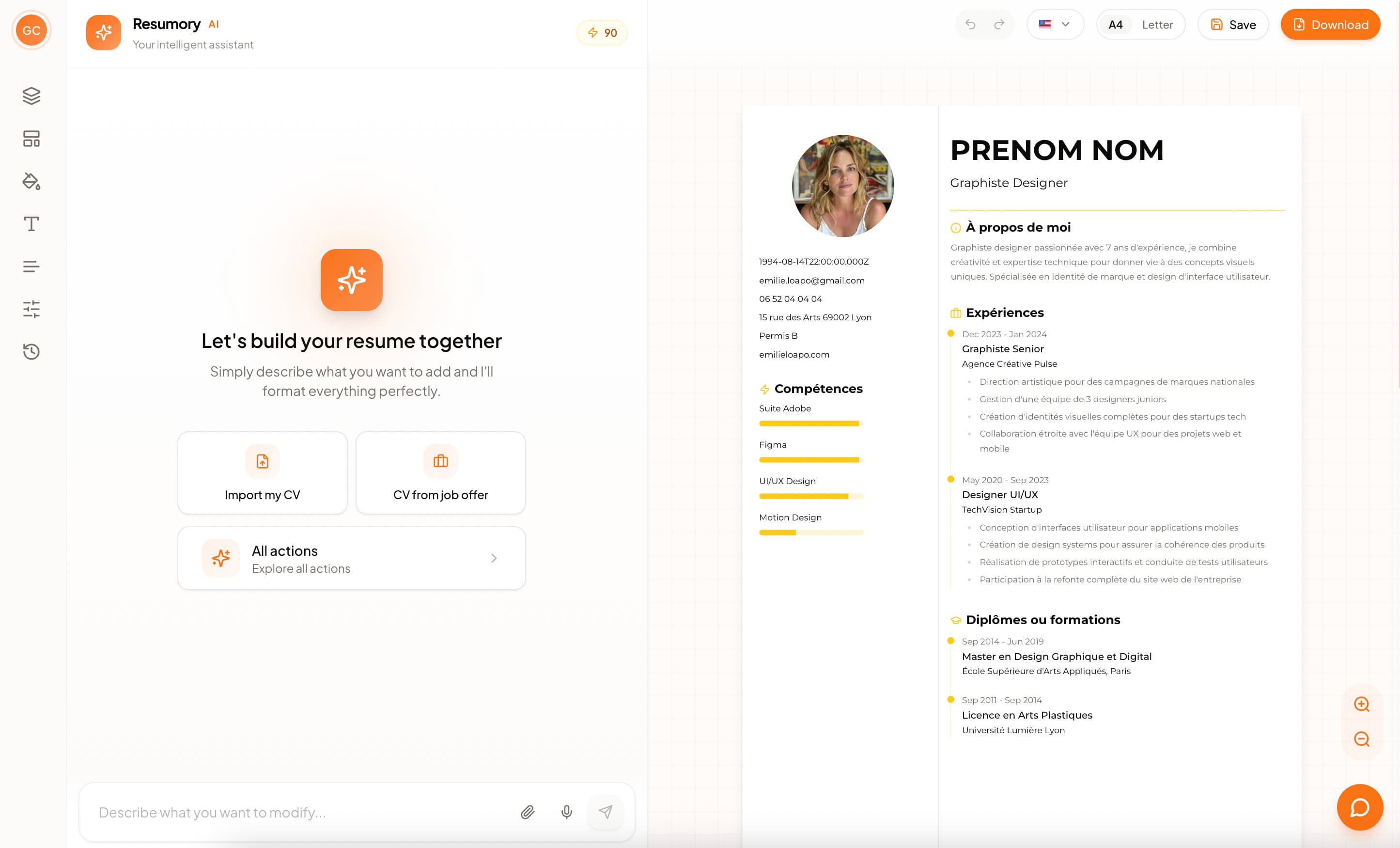 Resumory - AI Resume Builder Interface